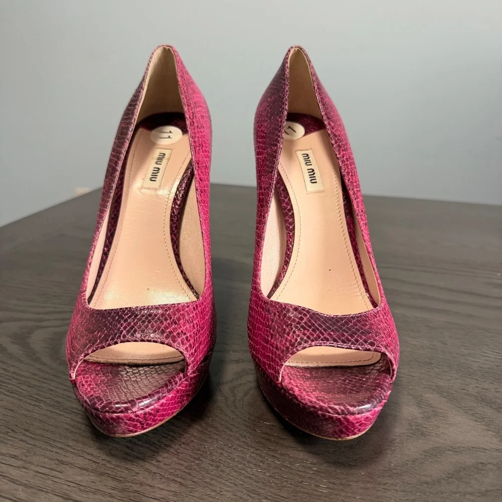 Miu Miu Prada Snakeskin Open-toe Pumps Platforms‎ Size 11 B